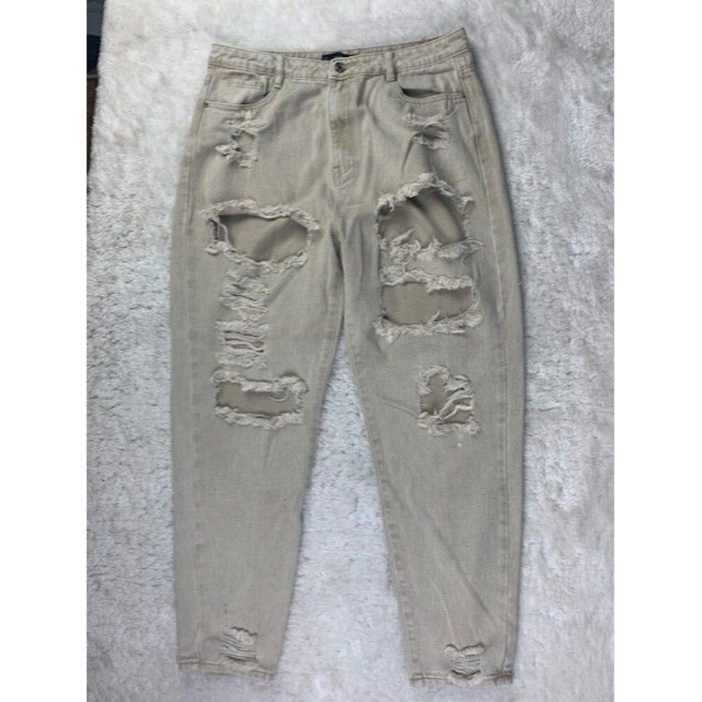 Riot Size 10 Womens Jeans High Rise Mom Distressed Tan Cotton